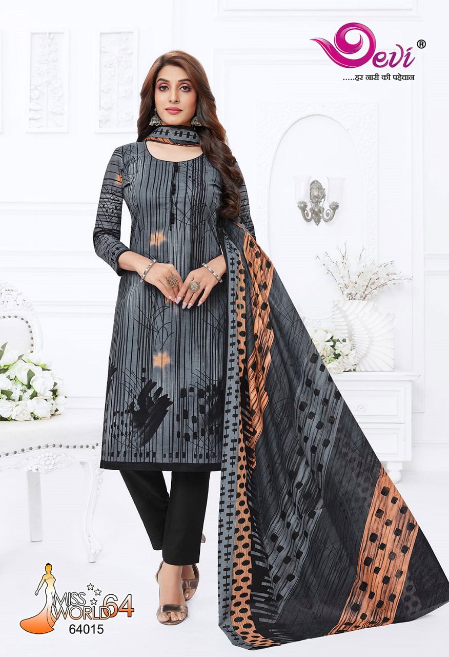 Devi Miss World 64 Wholesale Printed Cotton Dress Material Catalog
